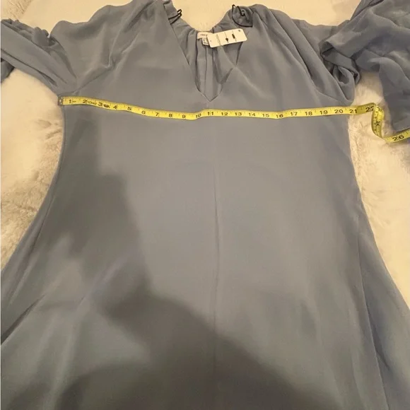 Elegant H&M Edition Light Blue Ruffle-Sleeve V-Neck Long Dress. Sz Large - Picture 7 of 7